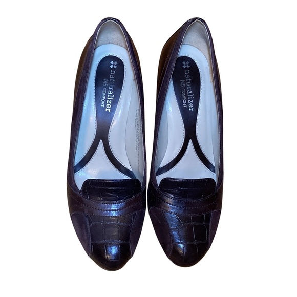 Naturalizer Leather Chocolate Brown Platform Heels, fit 6.5-7 - Picture 11 of 15